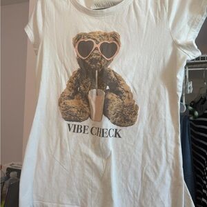 White T-Shirt with Bear Print
